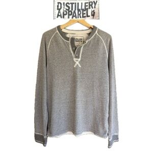 Gray Crewneck Sweater for Men Henley